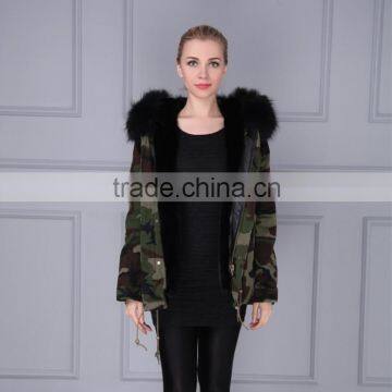 Women's Thicken Camouflage Faux Fur Warm Winter Coat Hooded Parka Overcoat Jacket