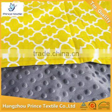 Yellow Geometry Print With Grey Dots Minky Baby Blanket