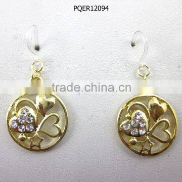 New design delicate women gold crystal heart flower earrings