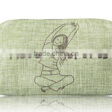 Environmental Linen Cosmetic Bag Leisure Handle Clutch Purse Mobile Bag