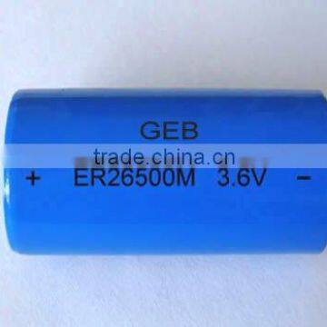 GEB 3.6v Li/SOCl2 lithium high capacity C size battery ER26500M 6.5AH