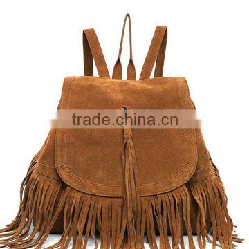 Newest Stylish Tassel Style Suede Women Backpack