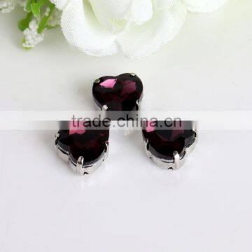 China factory Blinginbox brand full colors mix sizes dark amethyst heart shape pointback crystal rhinestones