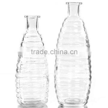 Classical Ribbed Clear Glass Vase