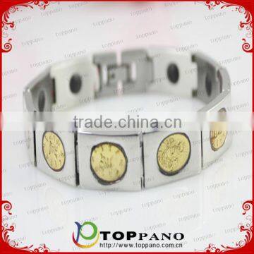 China supplier customized stainless steel bracelet powerful metal magnetic germanium bracelet