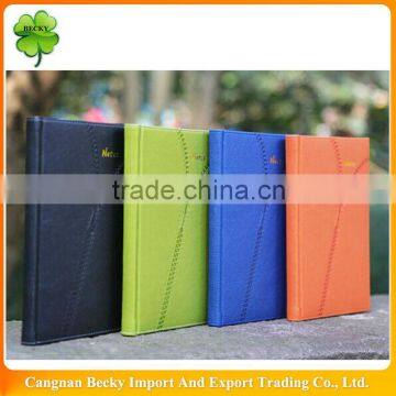 China embossing colored imitation pu leather cover executive diary notebook with lining printing in thread binding