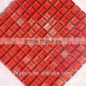 Hand-painted Red Crystal Mosaic Glass Wall Tile