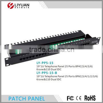 LY-PP5-15-B 25 Port UTP 19 inch Cat5e network Wall Mount Surface Patch Panel