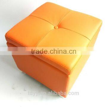 TDST-02-3 QVB JIANDE TONGDA ORANGE COLOR WOODEN FOOT WOOD FRAME PU SEAT HOME PU BENCH STORAGE BENCH SOFA