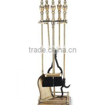 Traditional Fireplace Tool Set, with Antique Brass Finish