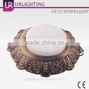 GX 53 Antique Style Zinc Alloy Ceiling Light, Downlight with Brass