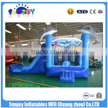 Commercial high quality special combo inflatable dolphin castle bouncer for sell