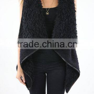 Ladies Fur Leather Trim Monogram Fur Vest