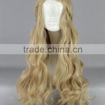 Synthetic Ash Blonde Anime Cosplay Wig Two braid long curly wig N421