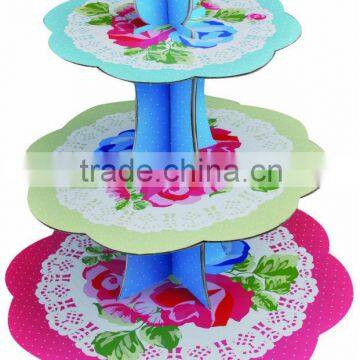 3 tires custom designed corrugated cheap cake stand for party