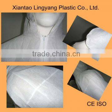 Non-woven Single used Plastic Coverall with Elastic Cuffs