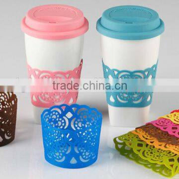 High Quality Fancy Silicone Coffee glass Cup Cover and Sleeves