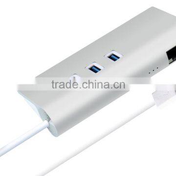 USB 3.0 3 Ports Hub with 1 Rj45 Gigabit Ethernet LAN Wired Network Adapter for Mac,iMac,MacBook Pro Air and any pc