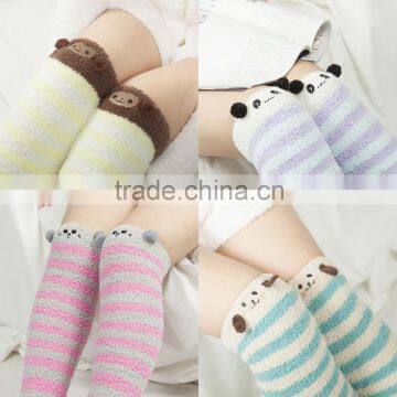 Girl's Fleece Cartoon Animal Thigh Stockings Striped Over Knee Socks Warm photo-6