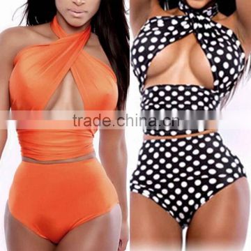 Sexy Womens Vintage Push Up High Waist Bikini Set Bandage Swimwear Swimsuit M-XL