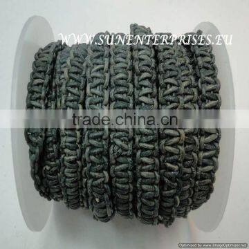 Braided Leather cords -Stair braided round leather cords 10mm-se v grey