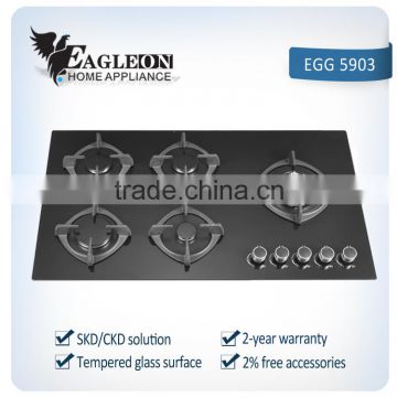 EGG5903 90cm temper glass built-in gas stove/ gas hobs / gas cooktop/ 5 Sabaf burners