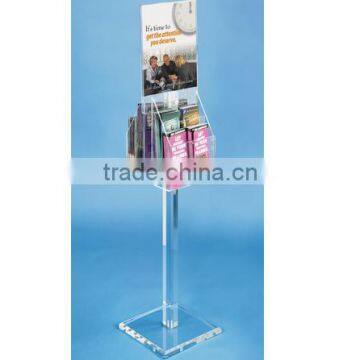 11 x 14 Acrylic Sign Stand w/ Brochure Racks, 2-Sided, Optional Dividers - Clear