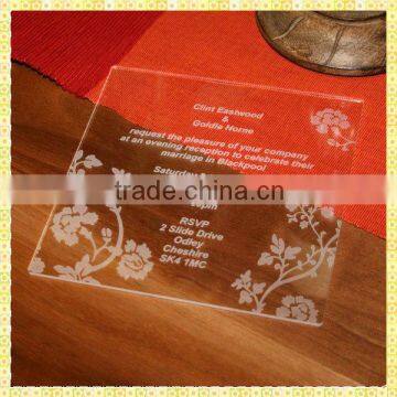 Customized Luxurious Engraved Glass Wedding Card For Guest Souvenir Gifts