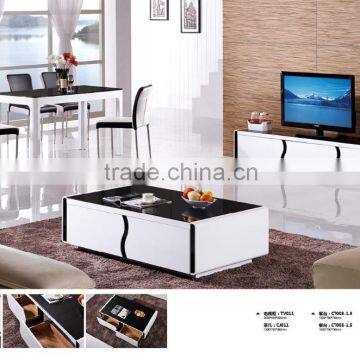 Good Quality High Gloss Black Glass tv Stand, Wide tv Stand photo-2