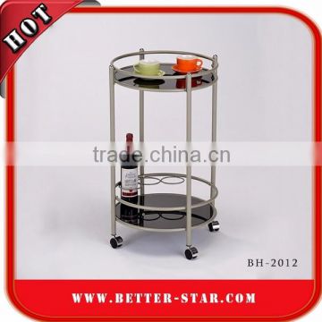 Round Serving Trolley Cart, Steel Serving Trolley Cart, Wine Serving Trolley Cart