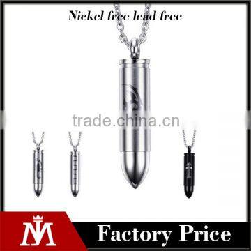 Mens Titanium steel fashinable laser bullet pendant necklace trendy chain necklace jewelry