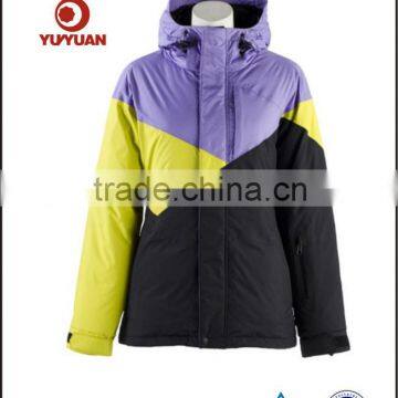 Women's cheap hooded windproof long ski jacket