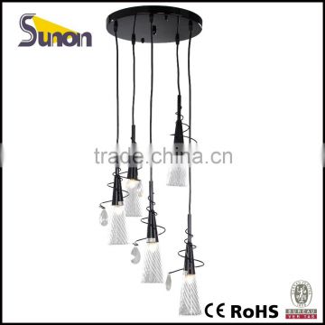 5 light Fashion Black Iron ceiling Lighting/ Wrought Iron modern ceiling lamp