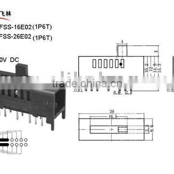 Slide Switch FSS-16E02 26E02( dip slide switch , miniature slide switch, mini slide switch)