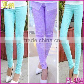 Pei Le Top Selling Womens Sexy Flower Patterned Leggings Pants Personality Stretch Pencil Tight Pants