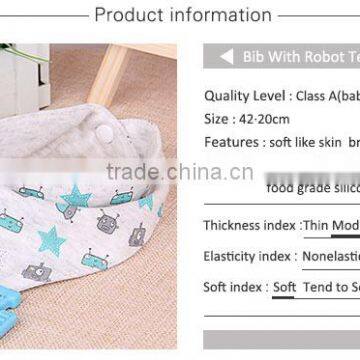 Kean Organic Pure Cotton Baby Bibs With Robot Teether photo-3