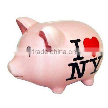 I Love NY Small Pink Ceramic Piggy Bank photo-2