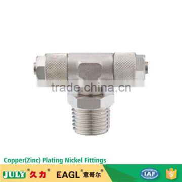 JULY Factory Hot Sale Brass Pneumatic Tee Push Lock Tube Fittings