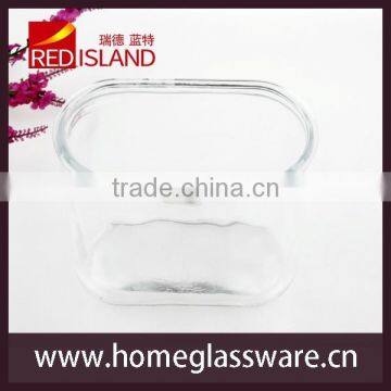 5" HIGH CLEAR GLASS OVAL ART square GLASS VASE