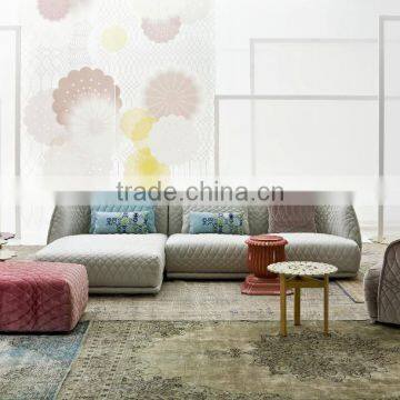 Italy Fashionable Colorful Fabric Living Room Sofa Couch/ Elegant Modern Retro Sectional Sofa Set With Chaise Daybed