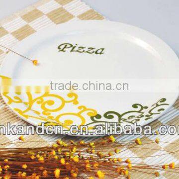 KC-00347/ceramic pizza plate/spilt lace design