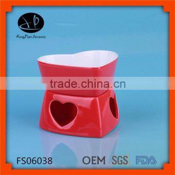 Red Fondue Ceramic Bowl,heart shape fondue set