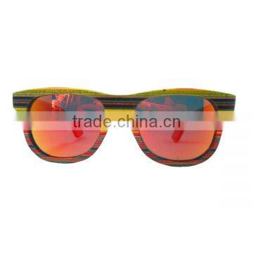 Technical rainbow wood sunglasses OEM China factory fashionable wooden eyeglasses