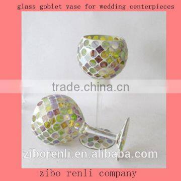 Wedding Gift Cheap Colored Mosaic Champagne Glass Candle Holder