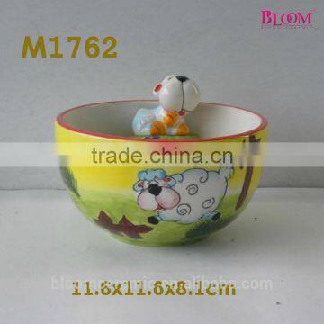 custom logo decal design ceramic Unique sheep bowl