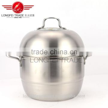 2016 good quality natural color cookware set stainless steel steam cooking pot