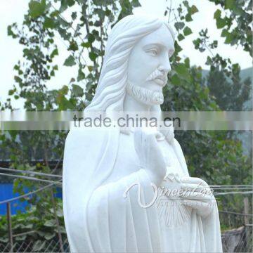 Famous Christian Sculpture White Marble Meditating Jesus Statue photo-3