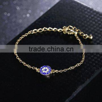 Rhinestone Evil Eye Charm Gold Chain Bracelet