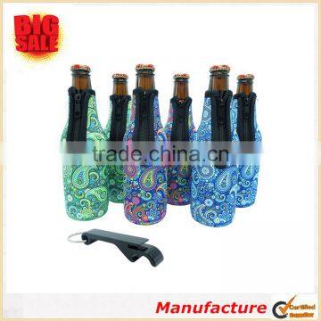 6 set of Bottle Sleeves Thick Neoprene with Stitched Fabric Edges with zipper beer bottle sleeve