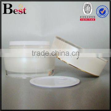 Luxury Acrylic Cosmetic Cream Jar With Lid White Gold 15ml 30ml 50ml Plastic Cream Container With Screw Cap photo-2